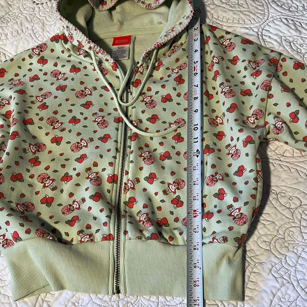 Strawberry Shortcake Cropped Full Zip Hoodie Light Green Size M - Picture 8 of 13